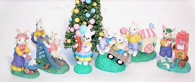 Cottontail Lane Midwest Of Cannon Falls Set 6 PLAYGROUND Figures Tree Bunnies • $89.95