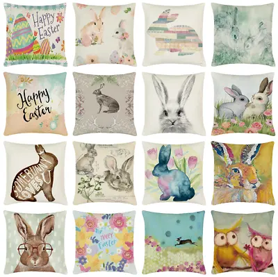 Rabbit Bunny Decorative Lumbar Cushion Case Outdoor Easter Throw Pillow Cover • £5.26