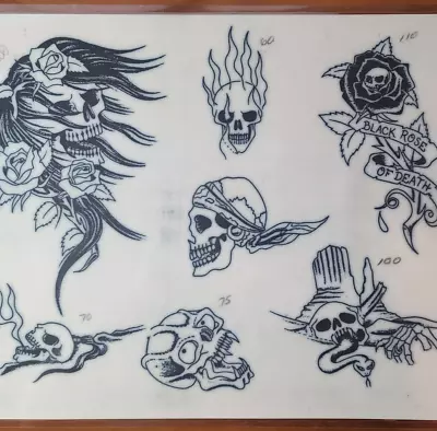 80's Mike Rollo Malone Traditional Vintage Production Tattoo Flash Sheet 11x14 1 • $24.99