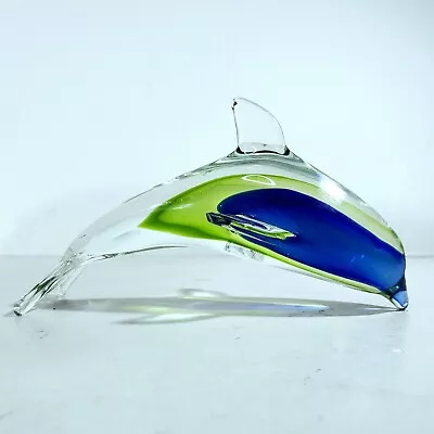 Murano Italy Glass Sommerso Dolphin Blue Green And Clear • $33.27