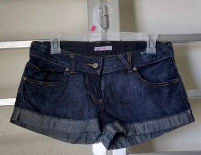 Supre Y2K Low-Rise Dark Wash Cuffed Cut-Off Denim Jean Shortie Shorts Size Small • $9.99