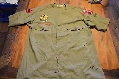 Vintage Boy Scout Uniform Leader Shirt W/ Patches1960SNevadaMOHas Stain • $10.75