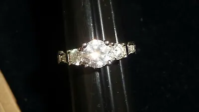 #1210X3J   Vtg Costume RING  SZ 7  SILVER Tone 925   3 FAUX DIAMONDS   • $19.99