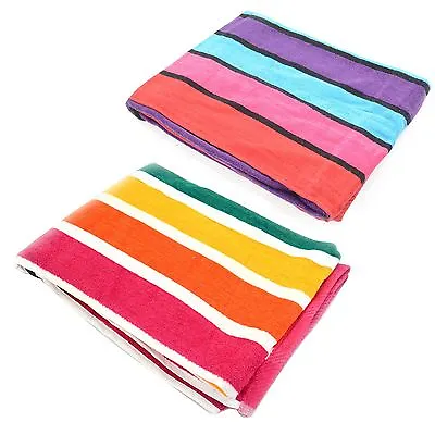 £7.99 • Buy Beach Bath Gym Sport Towel Camping Swimming Holiday Travel Velour Striped Large