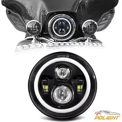 DOT Motorcycle 7  Inch LED Halo Headlight DRL For Street Glide FLHX 2006-2013 • $27.98
