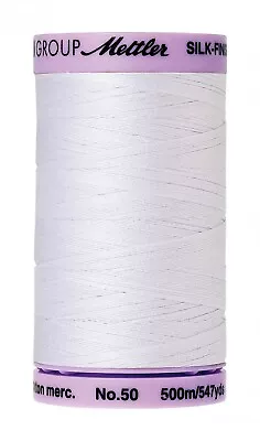 Mettler Silk-Finish 50wt Weight Cotton Thread White 547 Yds 9104-2000 • $9