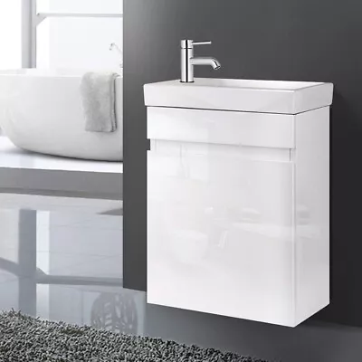 AMIRRA Slim Bathroom Vanity Cabinet With Basin Bowl White • $149.95