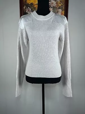 Rag & Bone Knit 100% Wool Sweater Women's Medium Crew Neck Off White Casual • £30.87