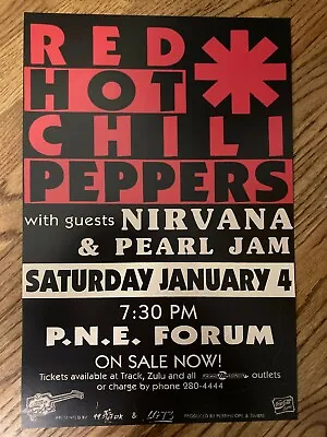 $9.99 • Buy Red Hot Chili Peppers Nirvana 1991 Vancouver Cardstock Concert Poster 12x18