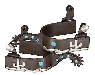 Western Spurs - Brown Iron - Silver Cactus - Turquoise Stones  • $59.73