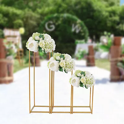 3 PCS Gold Metal Tall Vase Stand Wedding Party Column Flower Holder Rack Decor • $45