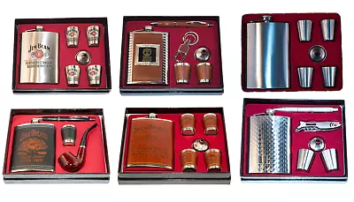 $15.95 • Buy Hip Flask & Shot Glasses Gift Set Stainless Steel Jim Beam Jack Daniels Funnel
