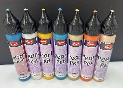 Viva Decor PEARL PENS Glitter Liner Dots Embellishments Gel Craft Lot Of 7 • $24.98