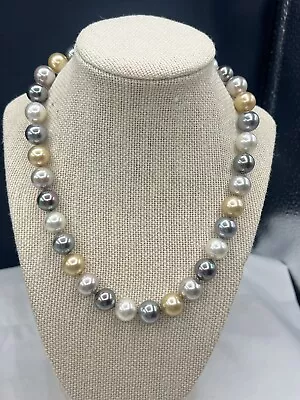 Majorica Multi Color Simulated Pearl Necklace With Gold Over Sterling Clasp • $39.99