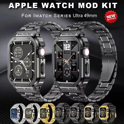 Stainless Steel Watch Band Strap+Metal Case Mod Kit For Apple Watch Ultra 49mm  • $35.99