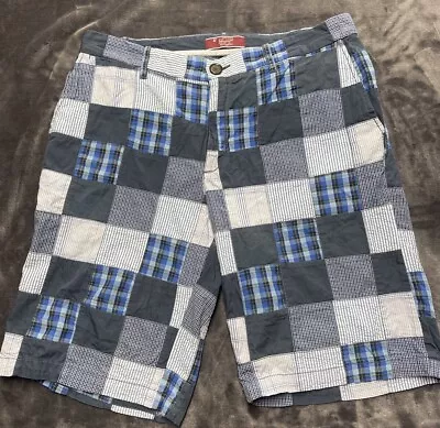 Penguin Men Shorts Patchwork Seersucker Blue • $20