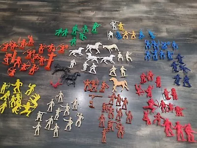 Lot Of 100+ Cowboys & Indians MARX Fort Apache Orange Figures Plus Others ++ • $10