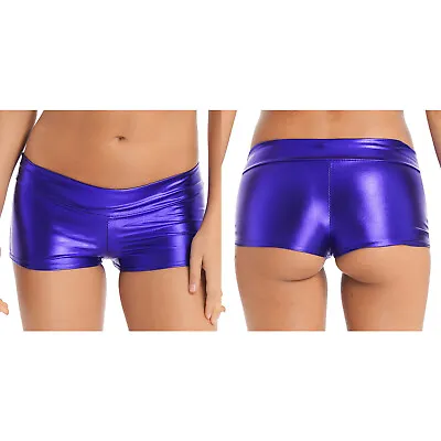 US Women Metallic Booty Shorts Shiny Hot Pants Dance Festival Club Rave Bottoms • $6.77