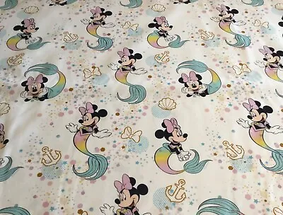Mermaid Minnie Mouse Disney 100% Cotton Fabric Fat Quarter 50 X50cm Sewing  • £2.70