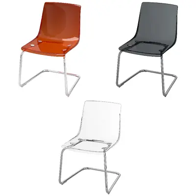Ikea TOBIAS Transparent Chair Chrome-Plated Plastic Dining Chairs Vanity Chair • £136.95