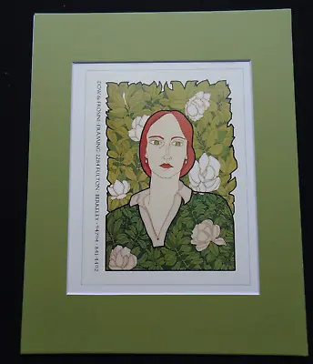 David Lance Goines Matted Art Print Dow Frosini Red Hair Woman Lady Magnolias • $39.99
