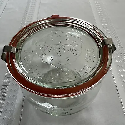 WECK Rundrand-Glas 100 Canning Jar Glass Lid(s) Clips And Seals 4  Strawberry • $14.99