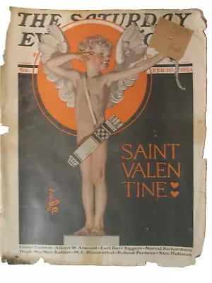 J.C. Leyendecker  Saturday Evening Post Cover Saint Valentine Feb. 16 1924 • $41.95