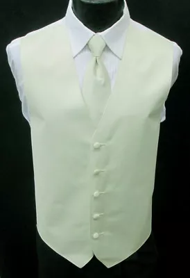 New Men's Light Green Tuxedo Vest & Tie Honeydew Melon Groom Wedding Prom Formal • $1.79