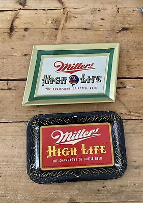 Pair Of 50s Miller High Life Champagne Of Bottled Beer Tip Tray Bundle • $25