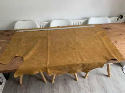 £36.50 • Buy Tan Leather Hide  Piece - Distressed Tan Cow Hide Leather - Upholstery Grade