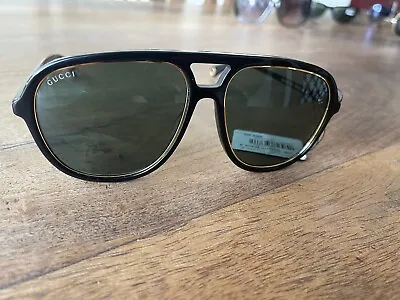 Gucci Green Aviators Ladies Sunglasses GG1077S 002 57 Black Frame Ex Display • £115