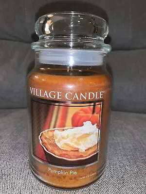 Village Candle Autumn Pumpkin Pie Large 26 FL Oz Jar 2 Wick Candle NWT • $38.99