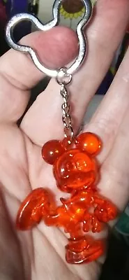 Red Acrylic Mickey Mouse Charm Pendant On Silver Split Mickey Keyring Keychain • $5.50