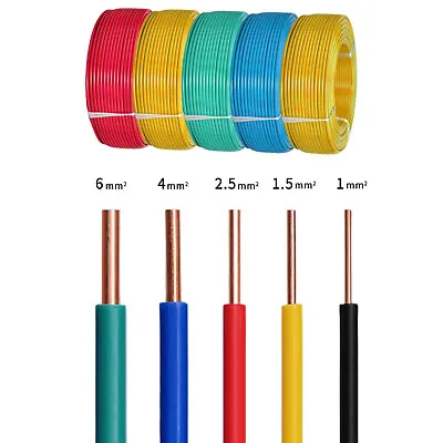 BV Copper Single Core Hard Wire 1/1.5/2.5/4/6/10 Mm² PVC Insulated 4 Colors • £1.62