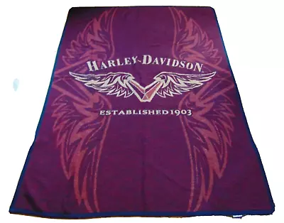 $45 • Buy Harley-Davidson Throw Blanket Plush Fleece 73 X55  Crimson Biederlack USA 1903