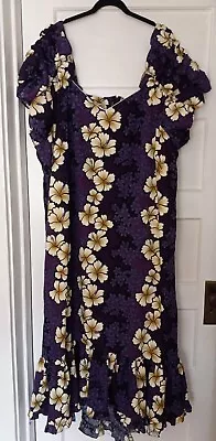 Vintage Hilo Hattie Hawaiian Mumu Boho Maxi Dress Floral Print Vneck Plus 2X • $39.99