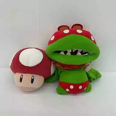 RARE LOT Nintendo Super Mario Mocchi Mocchi Mushroom & Pirahna Plant Plush Dolls • $99