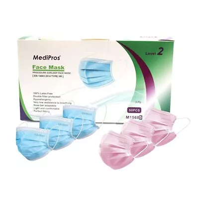 MediPros® 3 Ply Level 2 Surgical Face Mask 50 Pcs/Box • $12.95
