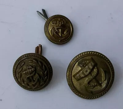 3 Mixed Gold Gilt Royal Merchant Navy Naval Rope Edge Military Uniform Buttons • £7