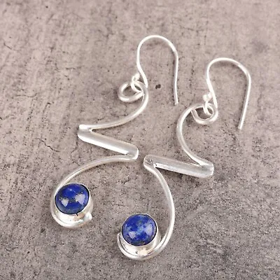 Natural Lapis Lazuli Gemstone Drop/Dangle Earrings 925 Sterling Silver Jewelry • $13.95