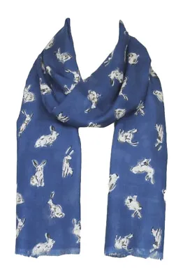 Peony® Womens Bunny Rabbit Scarf Ladies Fashion Scarves Denim Blue • £17.99