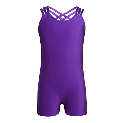 Girls Metallic Ballet Leotard Gymnastics Unitard Sleeveless Dancewear Costume • £5.27