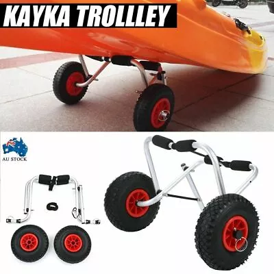 Kayak Canoe Trolley W/ Strap Aluminium Collapsible Wheel Cart Carrier Foldable • $74.99