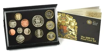 Coin Proof 2009 ROYAL MINT BLACK LEATHER CASE Kew Gardens 50p  £5 - 1p SET • £479.95