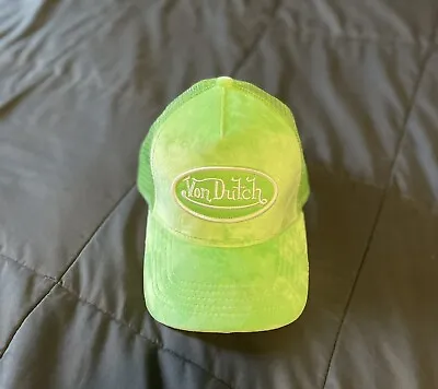 Von Dutch Trucker Hat Green Velvet Webbed-mesh Back Gorgeous Condition Dont Miss • $67.99