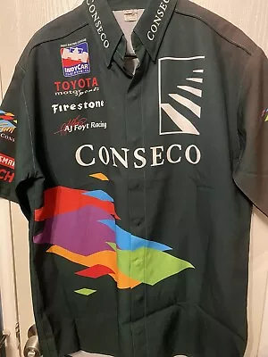 Rare VTG AJ FOYT Racing CONSECO Pit Crew Shirt Simpson Size Large Used • $49.99