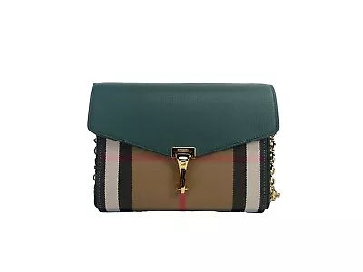 Burberry Macken Small Vintage Green House Check Leather Crossbody Bag • $698