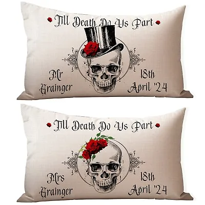 Personalised Skull Cushion Covers Wedding Valentines Day Mr & Mrs Gift LKC17 • £19.95
