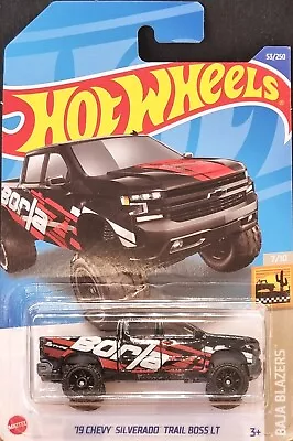$6.95 • Buy Hot Wheels 2022 '19 Chevy Silverado Trail Boss LT Black #53 Baja Blazers 7/10