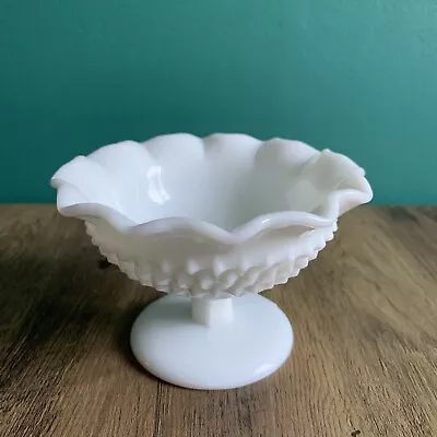 Vintage Davidson Milk Glass Compote Dish Bowl Hobnail Pattern • £19.99